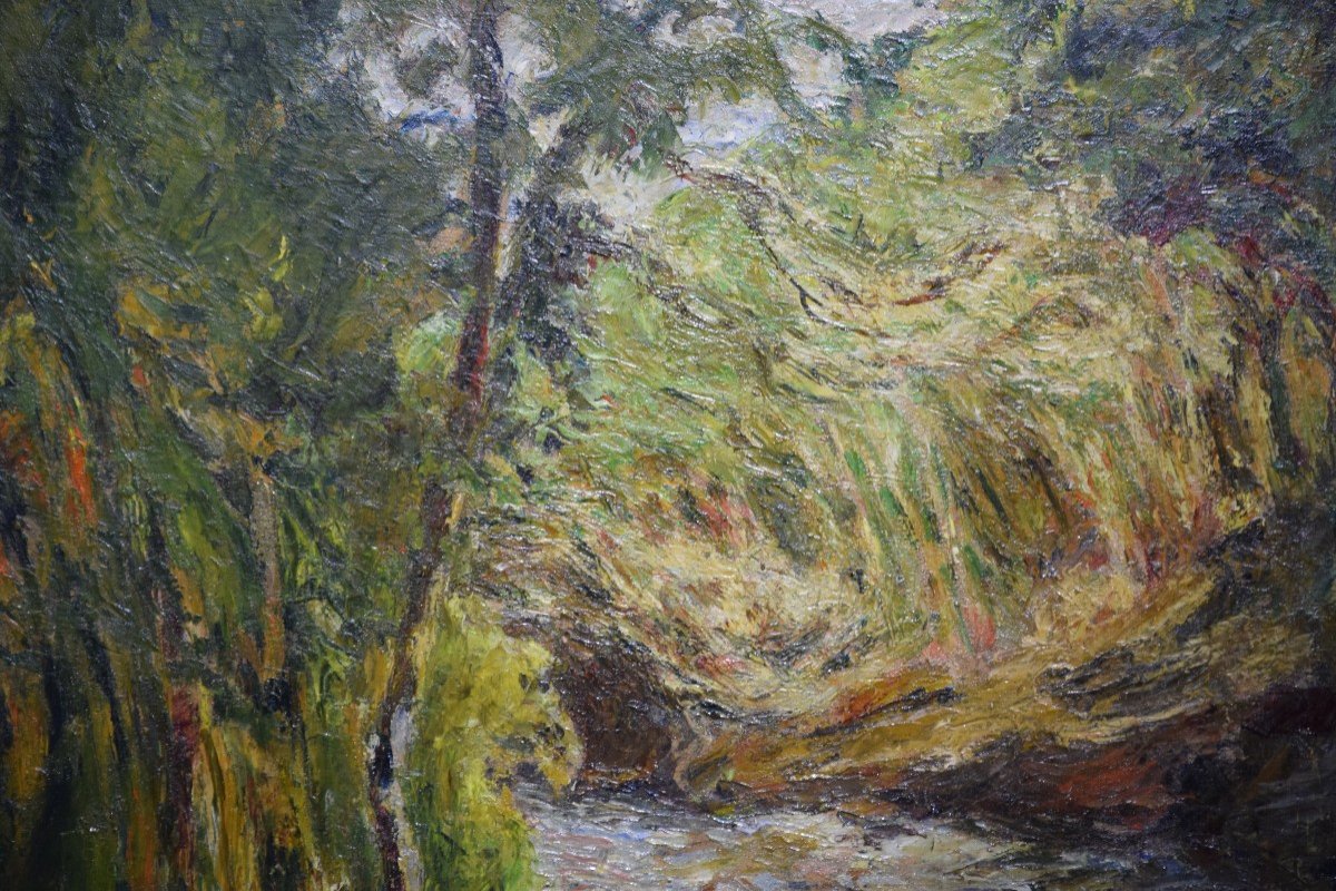 André Prugent (1882-1965), The Dronne In Champs-romain, Oil On Panel, Périgueux School-photo-1
