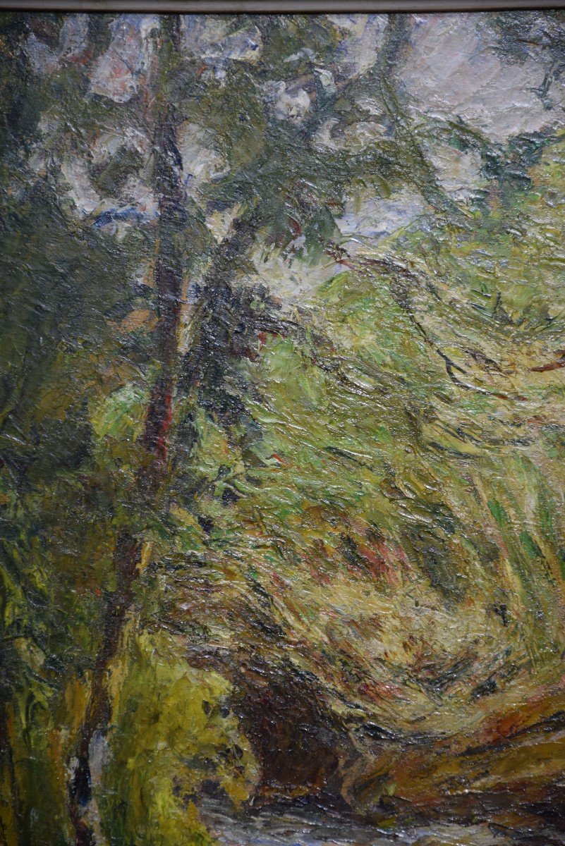 André Prugent (1882-1965), The Dronne In Champs-romain, Oil On Panel, Périgueux School-photo-4