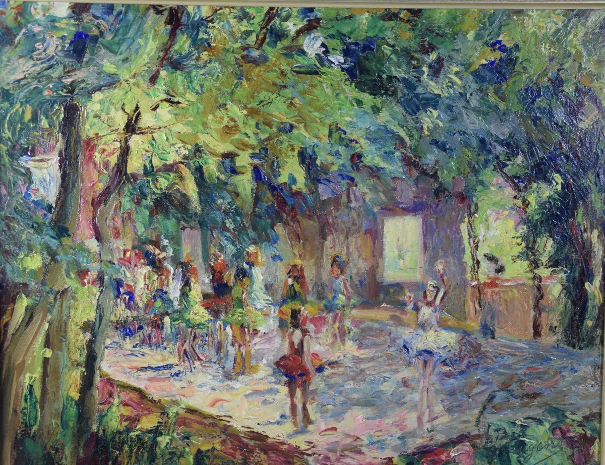 André Prugent (1882-1965), Dance Show In The Théâtre De Verdure, Oil On Panel-photo-4