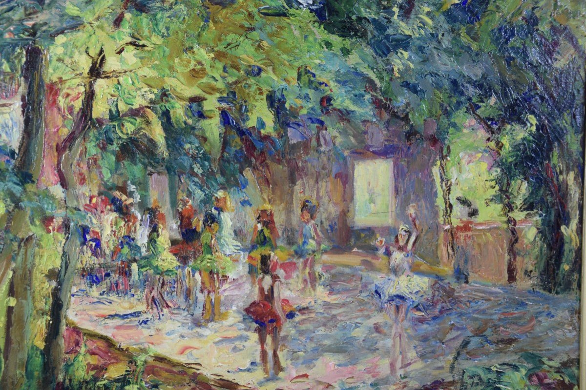 André Prugent (1882-1965), Dance Show In The Théâtre De Verdure, Oil On Panel-photo-2