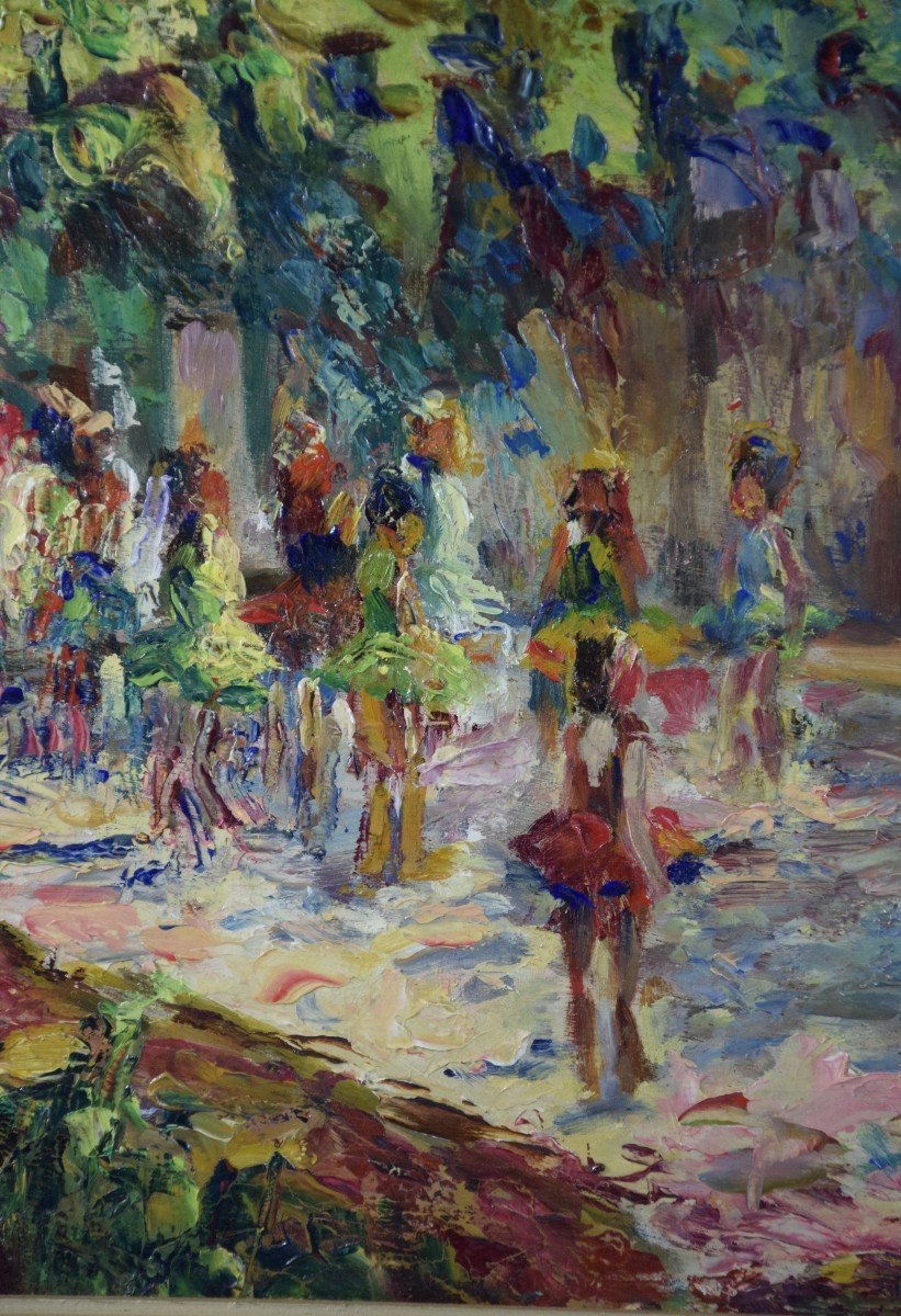 André Prugent (1882-1965), Dance Show In The Théâtre De Verdure, Oil On Panel-photo-4