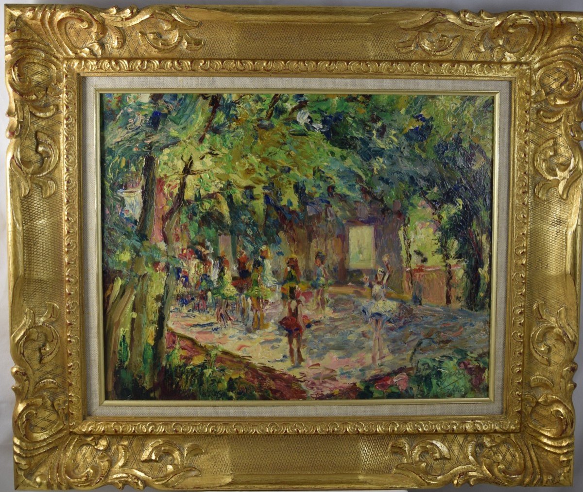 André Prugent (1882-1965), Dance Show In The Théâtre De Verdure, Oil On Panel