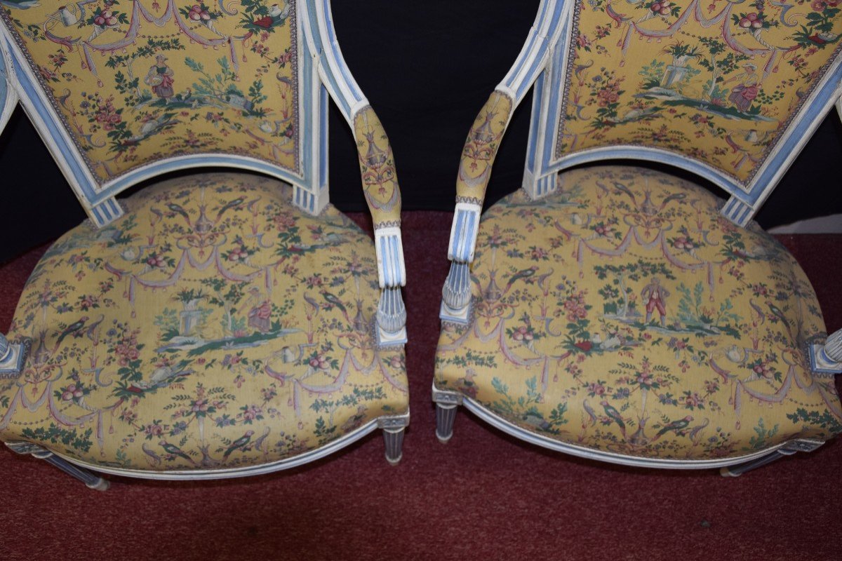 Series Of 4 "cabriolet" Armchairs,, Louis XVI.-photo-3