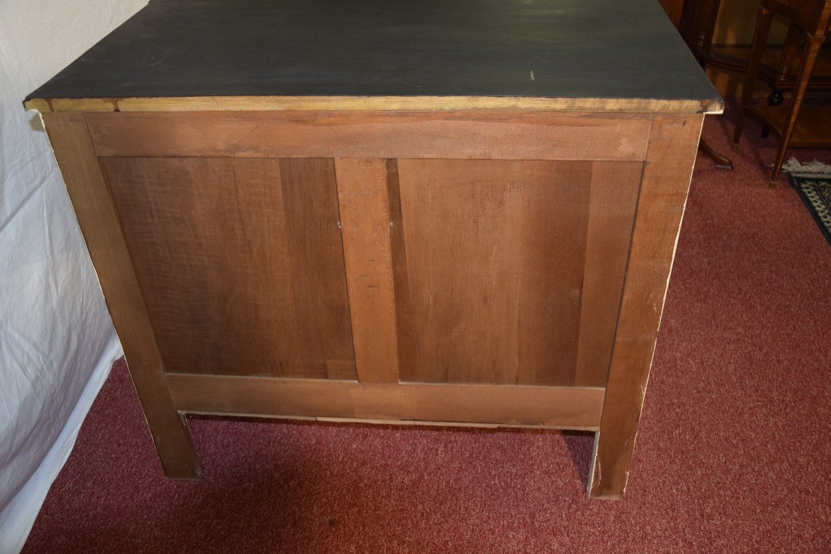 Petite commode en bois peint et patiné ,style Louis XVI ,4 tiroirs -photo-8