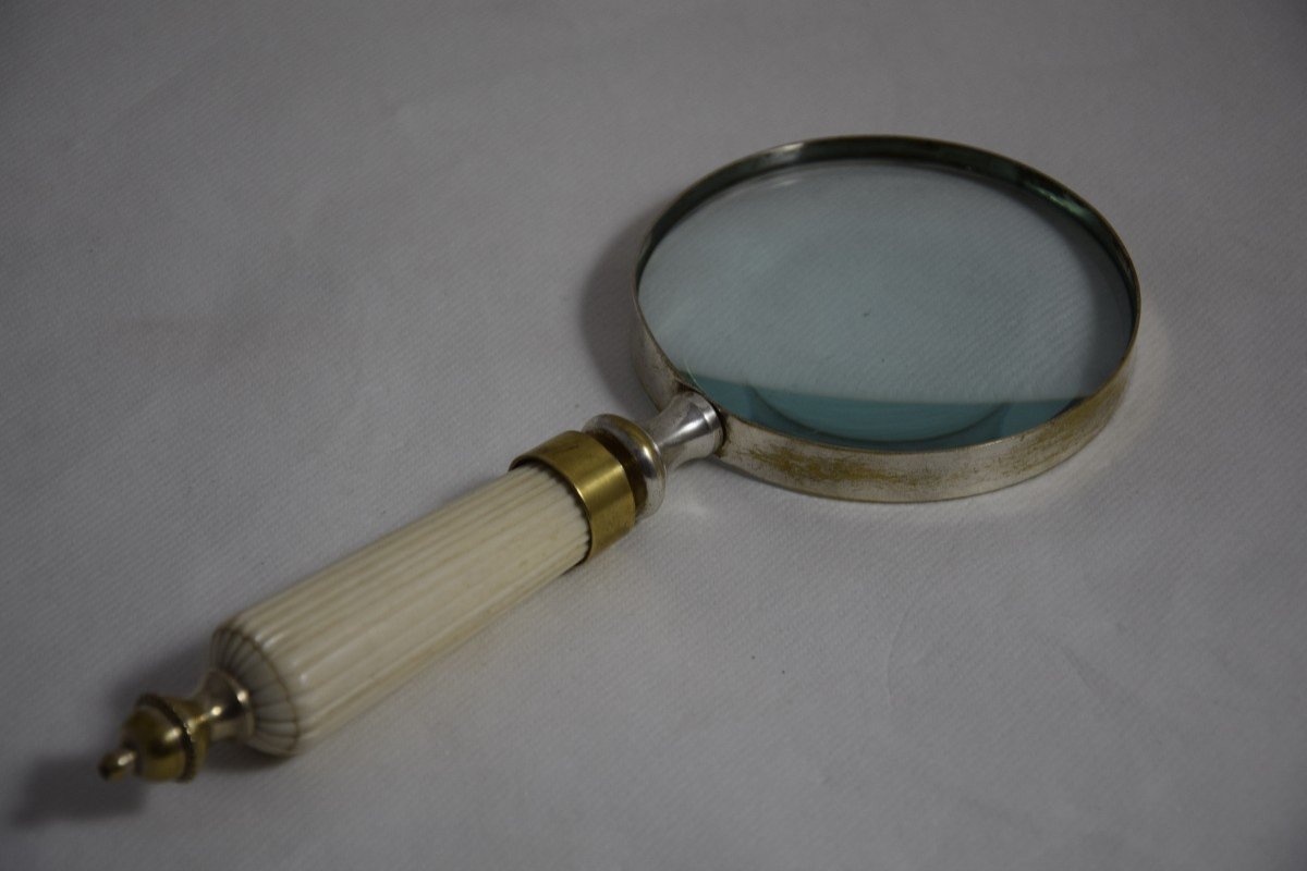 Large Magnifying Glass, Ivory Handle.-photo-2