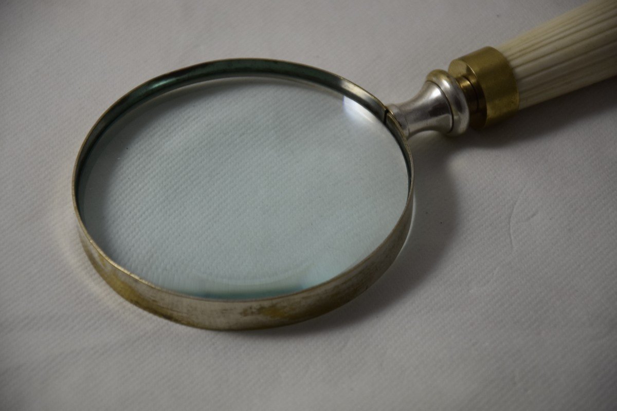 Large Magnifying Glass, Ivory Handle.-photo-3