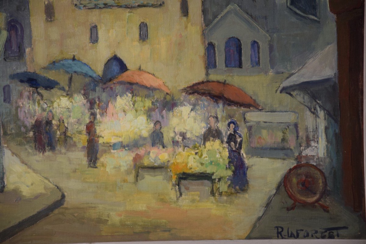 René Laforest ( 1893-1972)  Le marché de la place de la Clautre à Périgueux -photo-2