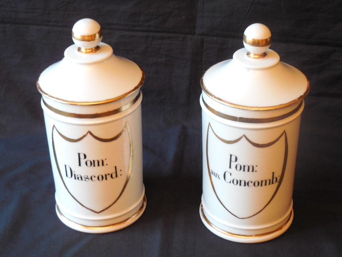 Pair Of Pharmacy Jars In Paris Porcelain, 19th Century -photo-1