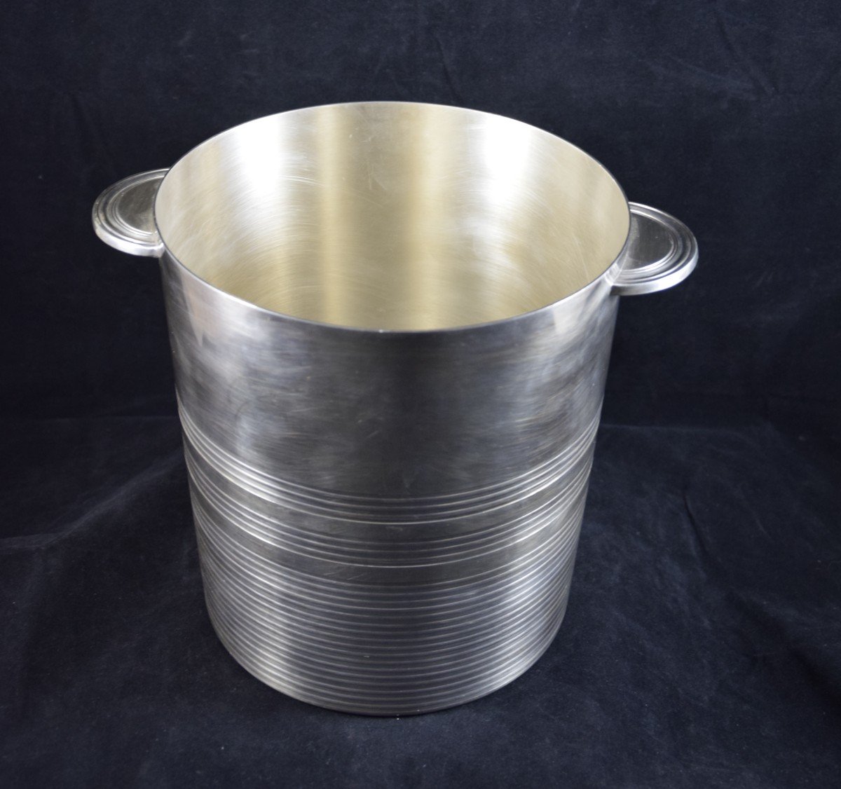 Champagne Bucket In Silver Metal, Art Deco Style, Maison Ercuis-photo-2