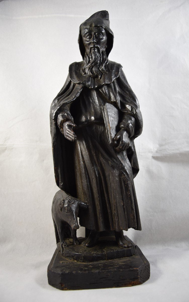 Statue de Saint Antoine en bois sculpté ,  XVII ème 