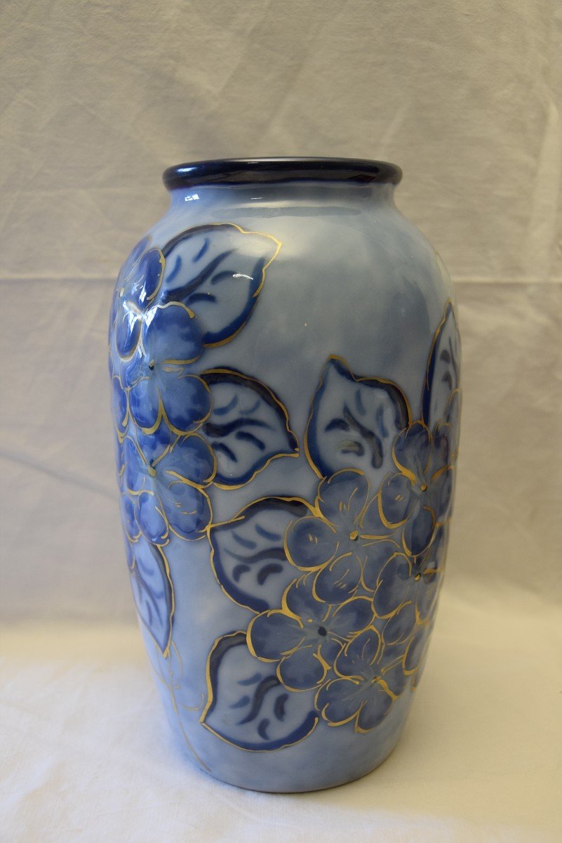 Camille Tharaud (1878-1956) Limoges , grand  vase en porcelaine émaillée  , Art Déco .-photo-3