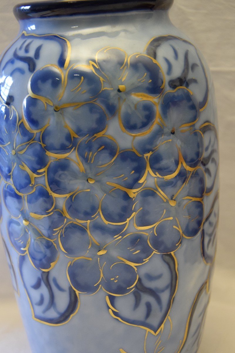 Camille Tharaud (1878-1956) Limoges , grand  vase en porcelaine émaillée  , Art Déco .-photo-5