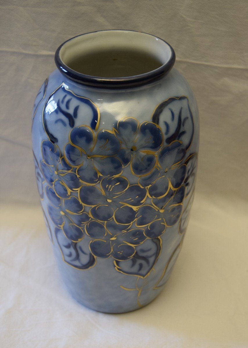 Camille Tharaud (1878-1956) Limoges , grand  vase en porcelaine émaillée  , Art Déco .