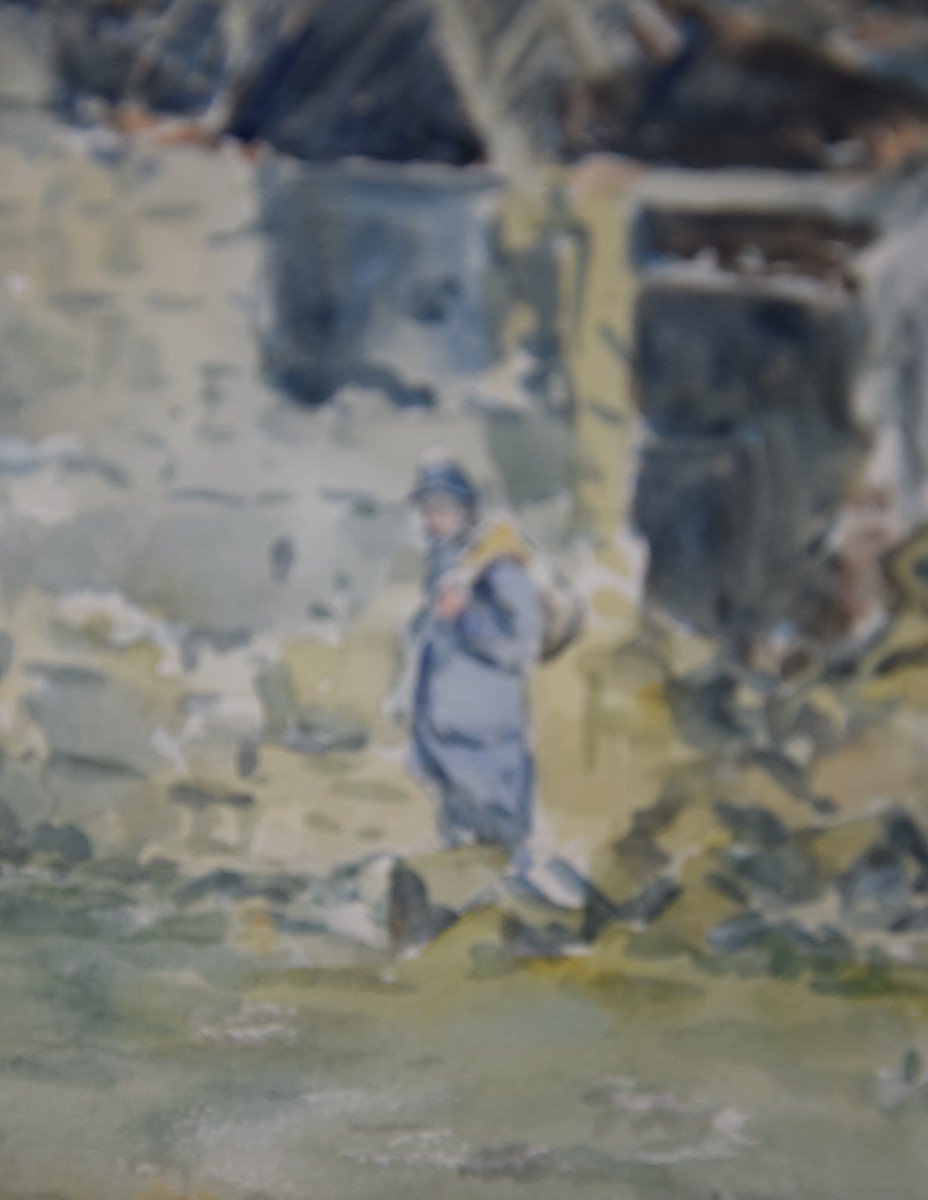 Camille  Merlaud (1877-1957) "le presbytère d'Acy" témoignage de la  guerre 14-18, aquarelle-photo-5