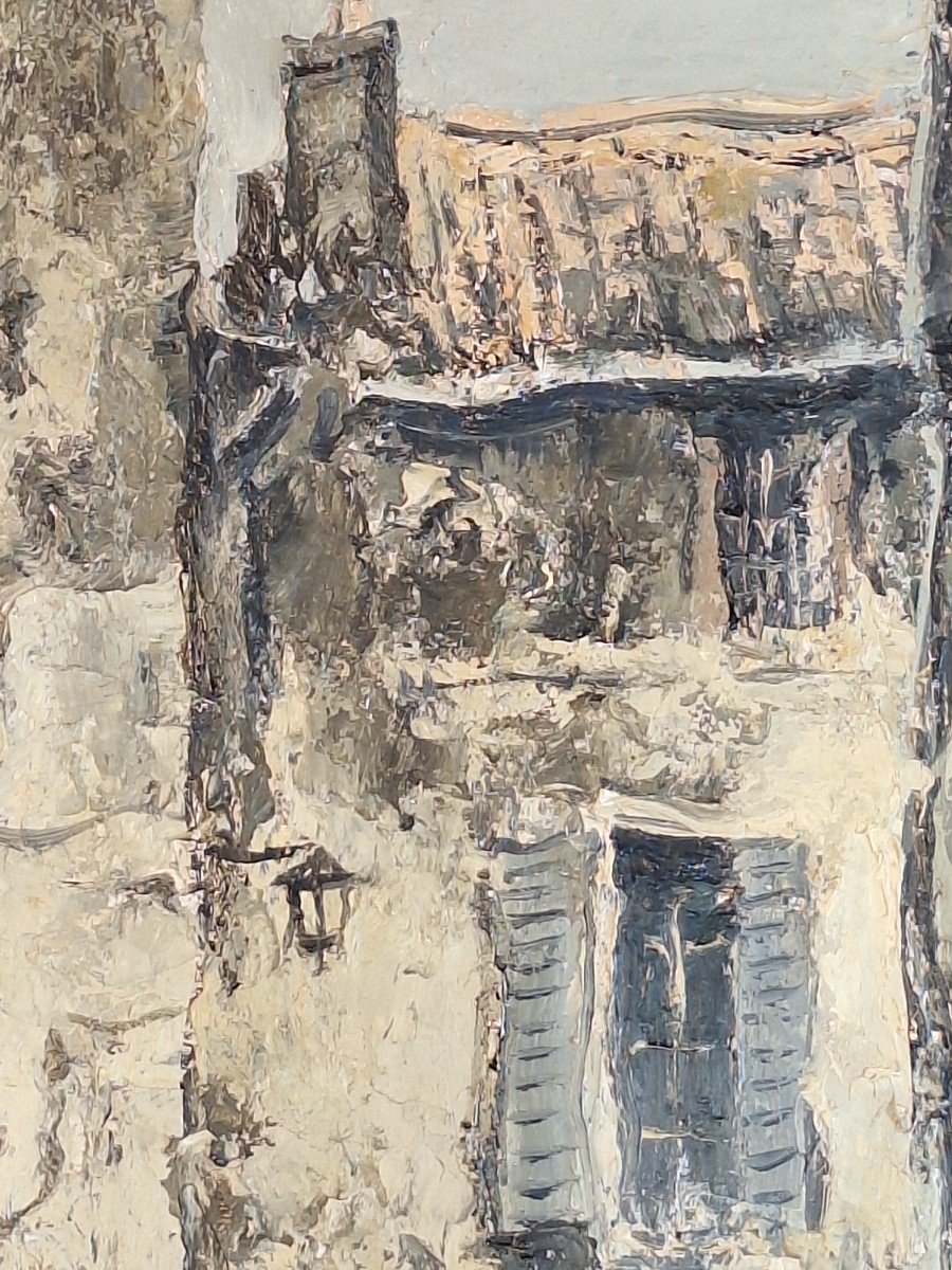 Isamu Hirakawa (okkaïdo 1921- Paris 1989) "a Street In Périgueux In 1974", Oil On Canvas-photo-3