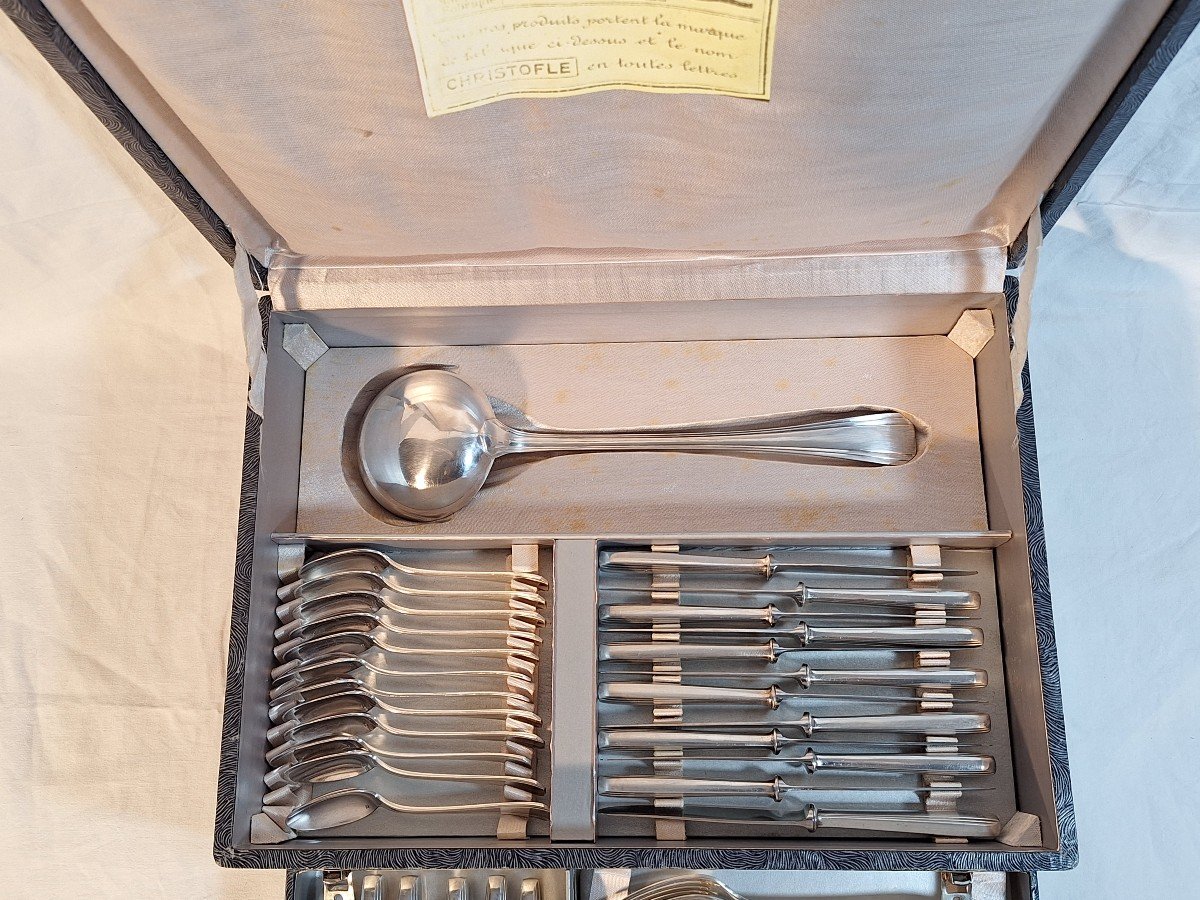 Christofle Cutlery Set, Boréal Model, Luc Lanel, Art Deco, 61 Pieces, 12 People-photo-2