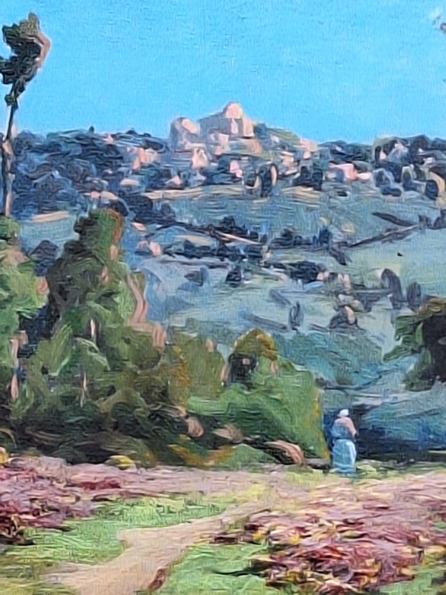 Ferdinand David (1860-1944),"Vallée du Lot à Penne d'Agenais "huile sur toile -photo-7