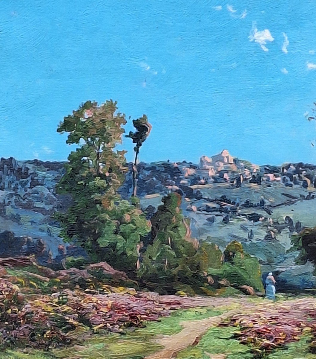 Ferdinand David (1860-1944),"Vallée du Lot à Penne d'Agenais "huile sur toile -photo-1