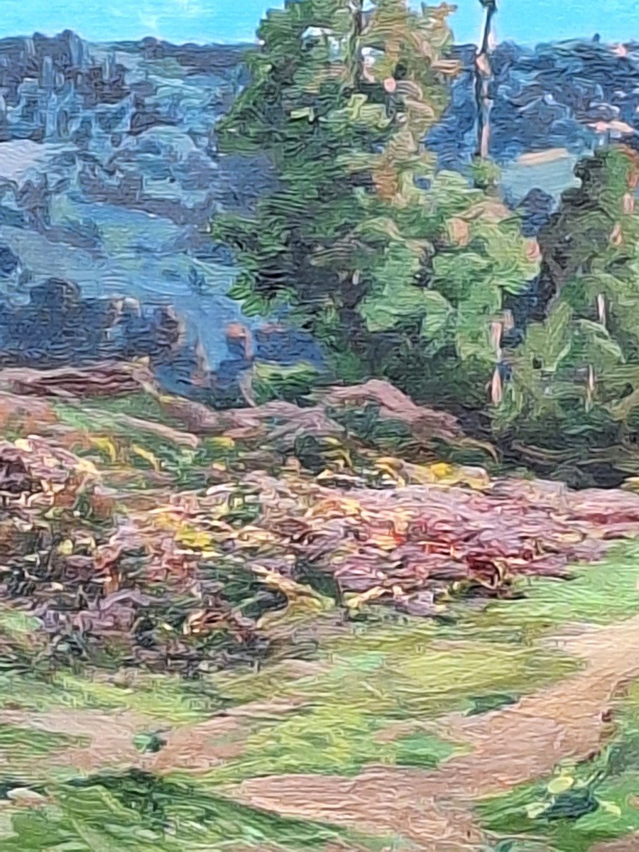 Ferdinand David (1860-1944),"Vallée du Lot à Penne d'Agenais "huile sur toile -photo-4