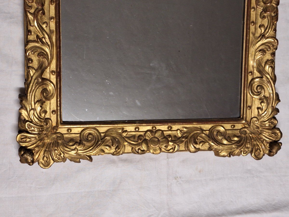 Miroir en bois sculpté et doré , style Régence , XVIIIème -photo-3