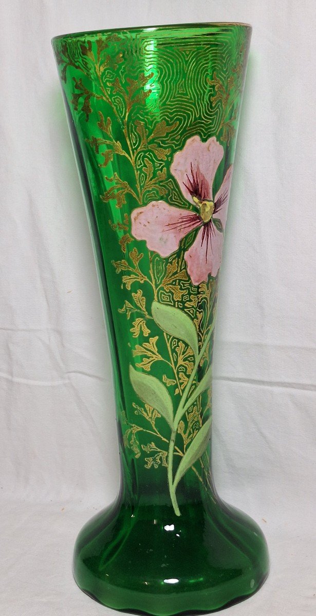 Legras, Enameled Glass Vase, Floral Decor, Circa 1900-photo-4