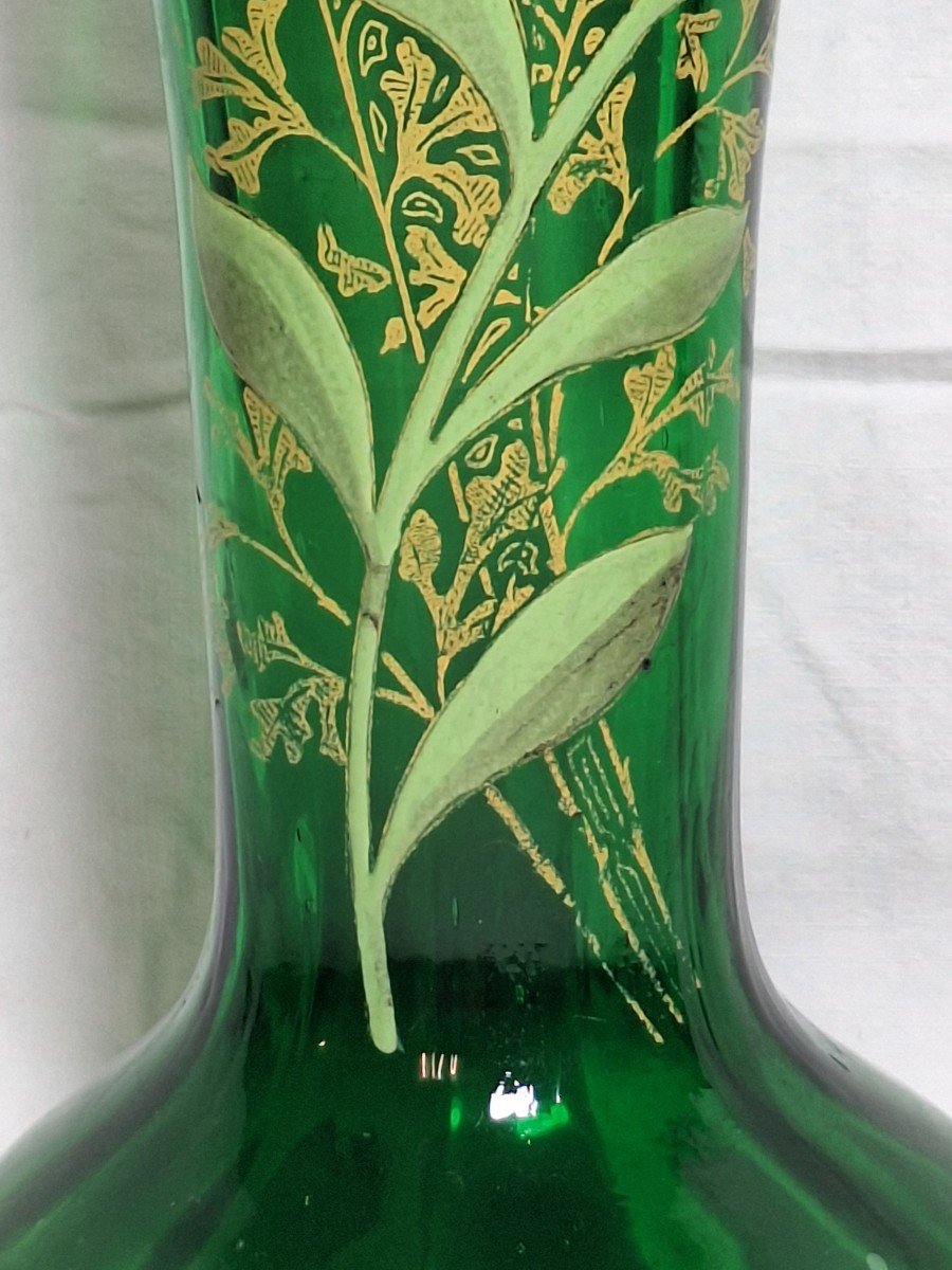 Legras , vase en verre émaillé , décor floral ,vers 1900-photo-3