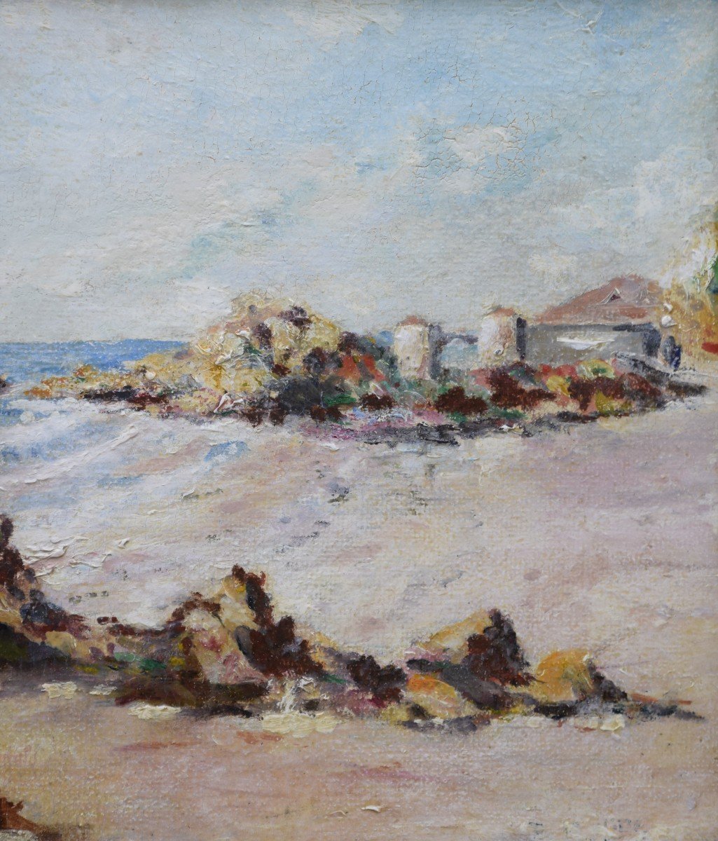 Breton School, "waiting For The Tide At Saint Briac, Oil On Panel, June 1964 -photo-4