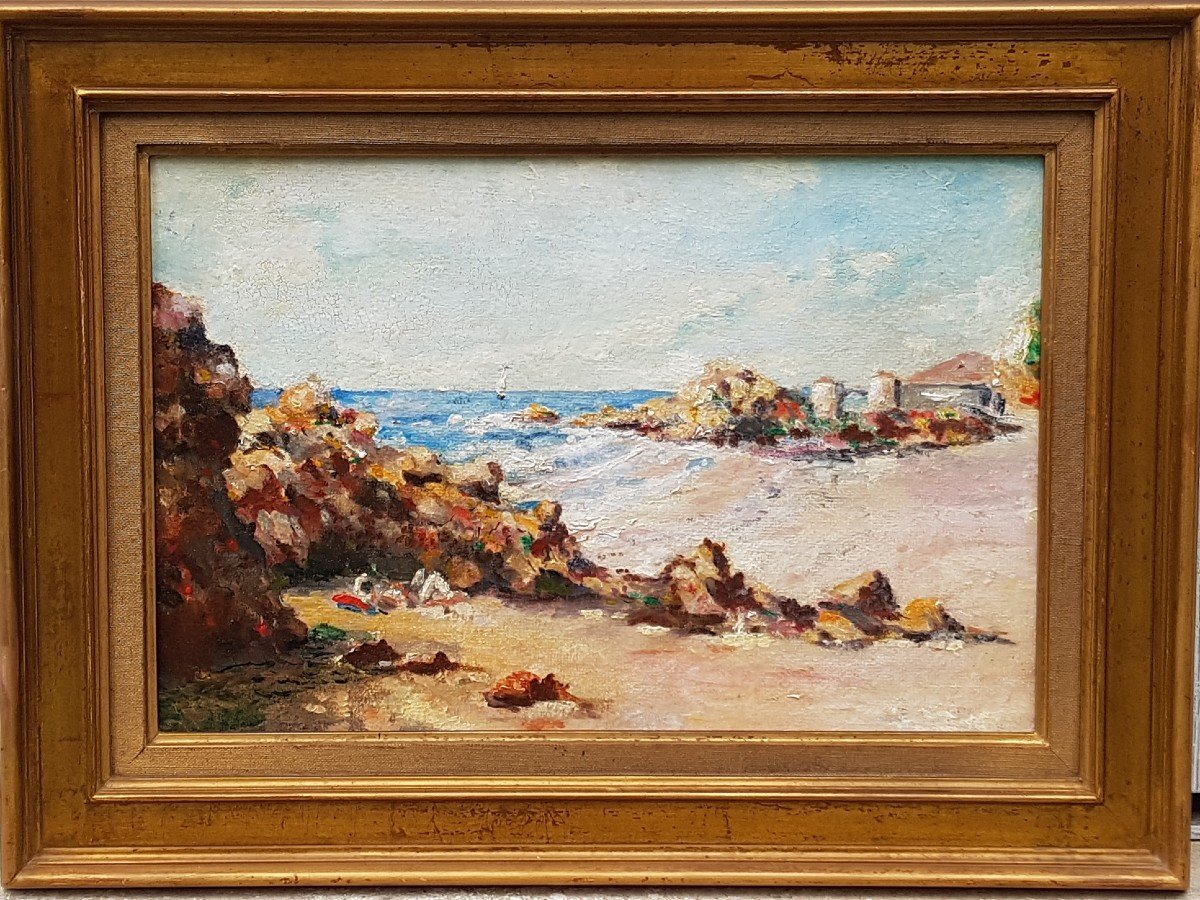 Breton School, "waiting For The Tide At Saint Briac, Oil On Panel, June 1964 