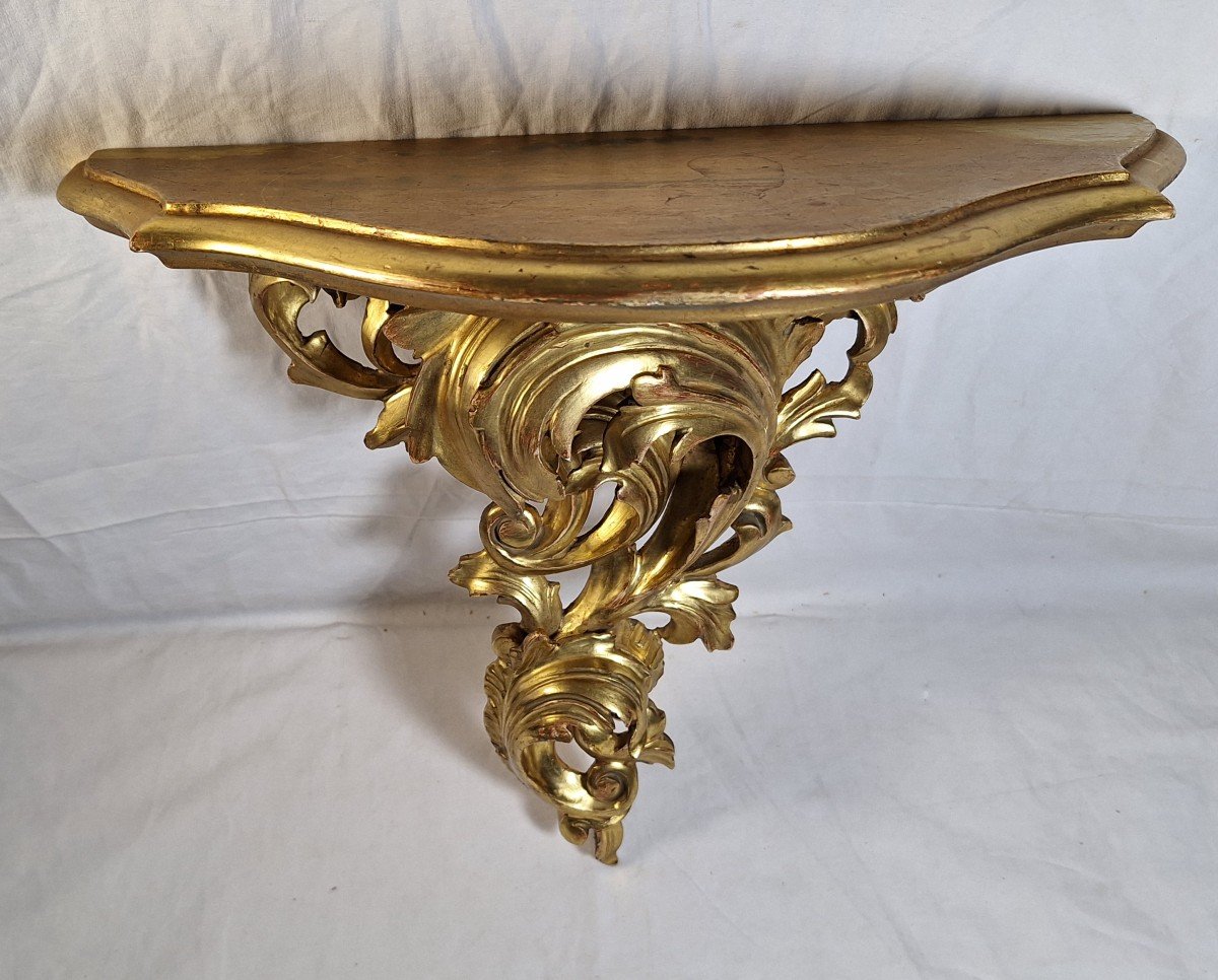 Small Wall Console In Gilded Wood, Louis XV Style.-photo-1