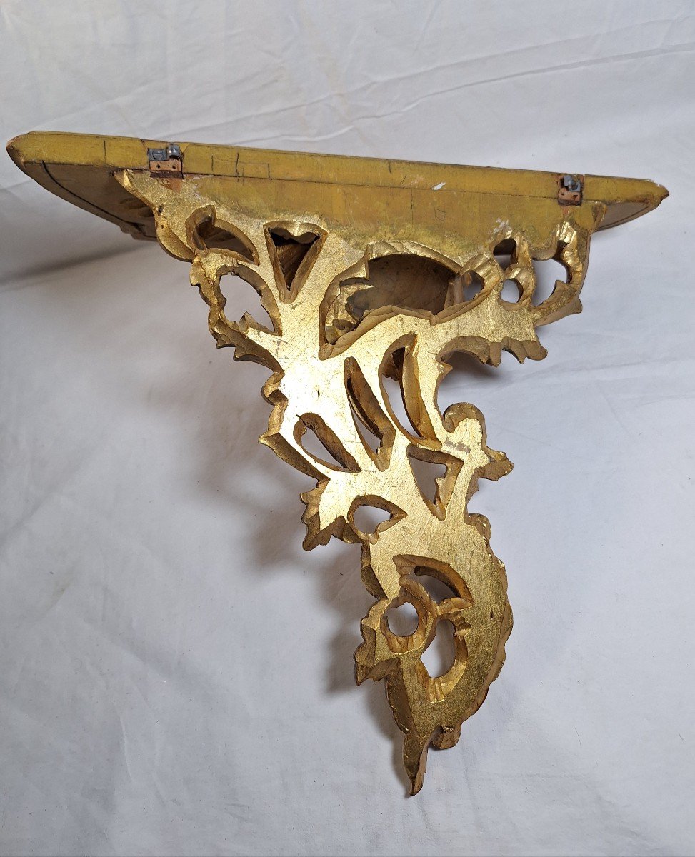 Small Wall Console In Gilded Wood, Louis XV Style.-photo-3