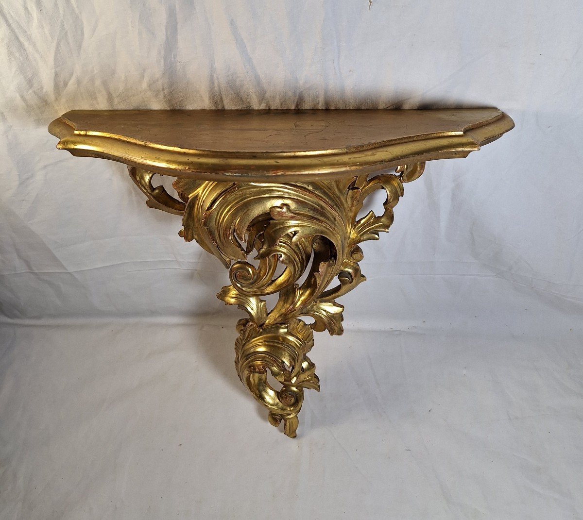 Small Wall Console In Gilded Wood, Louis XV Style.-photo-4