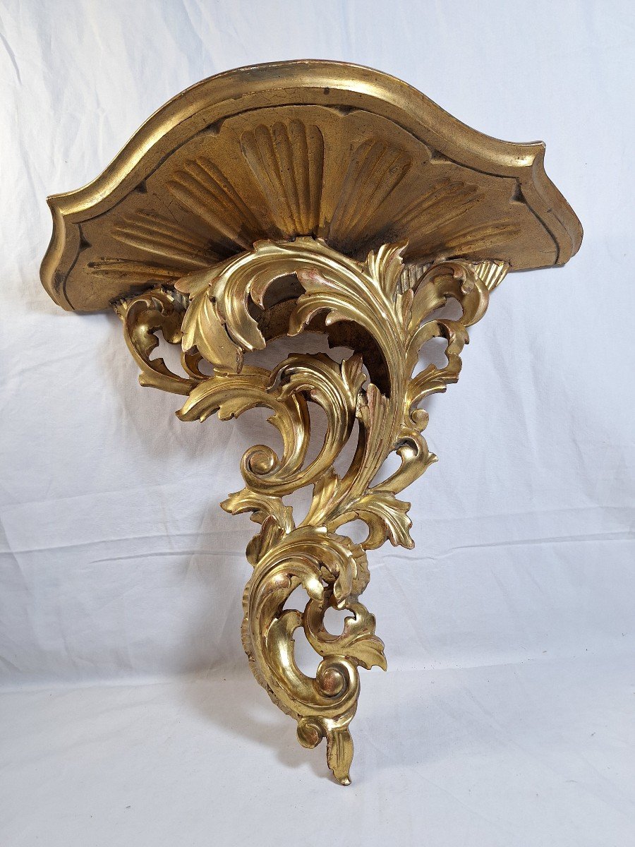 Small Wall Console In Gilded Wood, Louis XV Style.