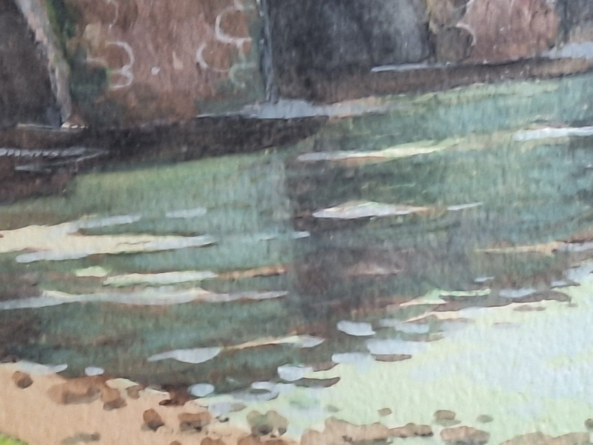 Robert Dessales Quentin (1885-1988)" Le Vieux Pont à Limoges ", Aquarelle-photo-4