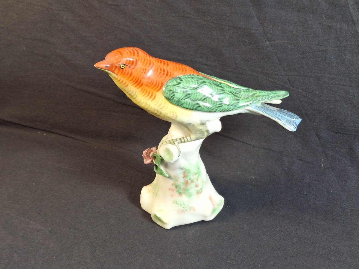 Polychrome Porcelain Bird, Jacob And Mardochée Petit Factory In Fontainebleau, 19th Century -photo-3