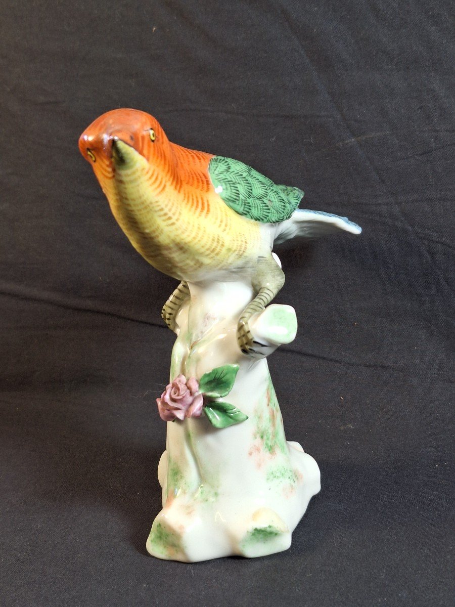 Polychrome Porcelain Bird, Jacob And Mardochée Petit Factory In Fontainebleau, 19th Century -photo-1