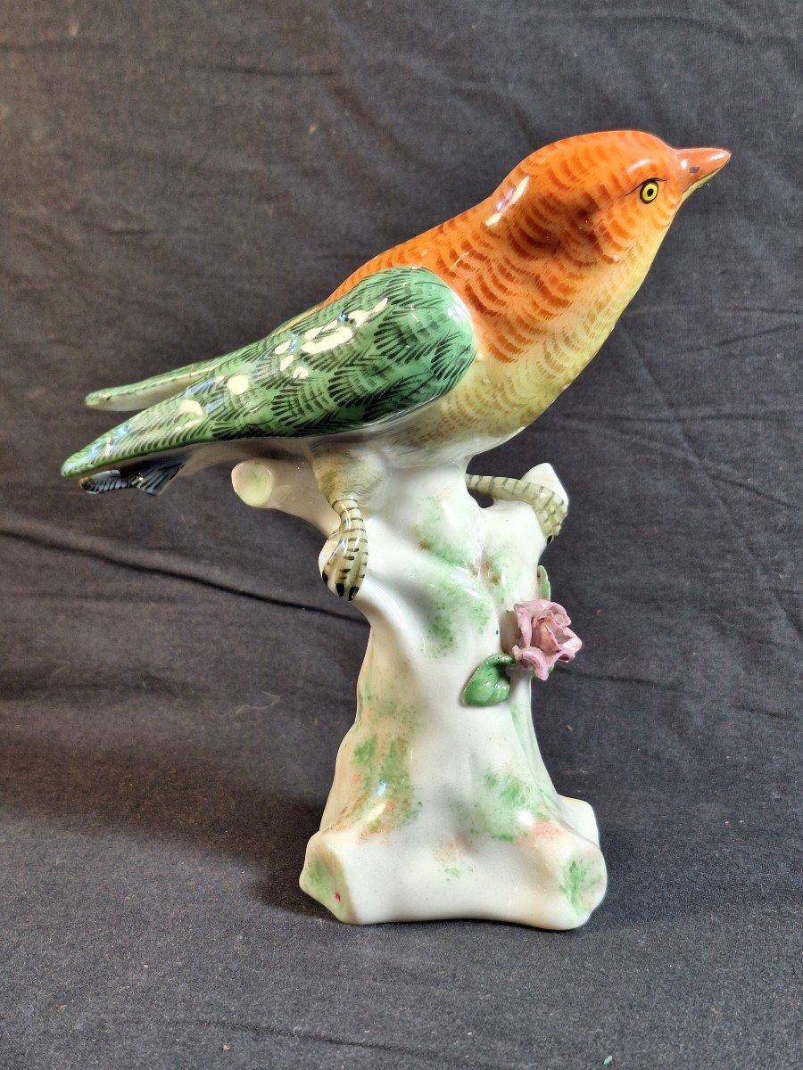 Polychrome Porcelain Bird, Jacob And Mardochée Petit Factory In Fontainebleau, 19th Century -photo-4