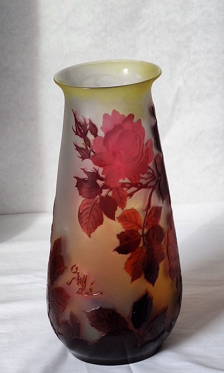 Gallé Vase, Wild Rose Decor -photo-3