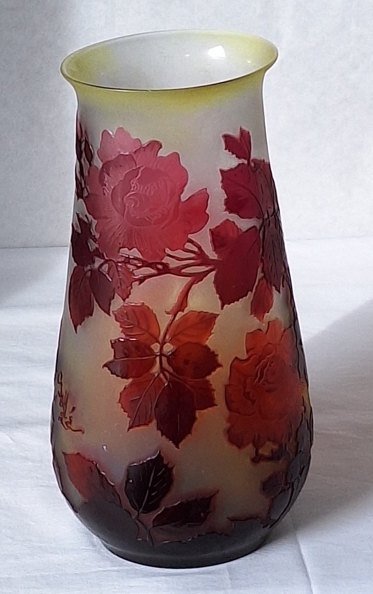 Gallé Vase, Wild Rose Decor 