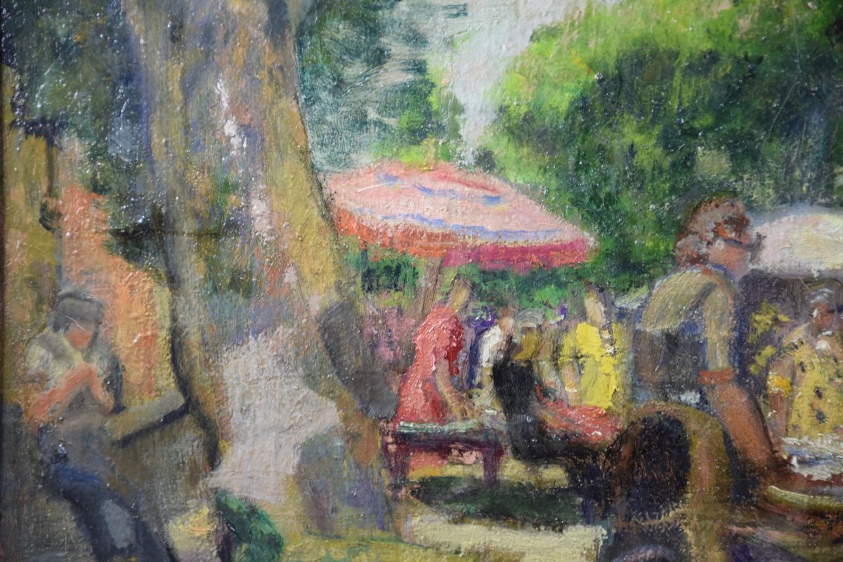 CARLOS-REYMOND(1884-1970), "Le vieux marché de Nice" ,huile sur toile .-photo-4