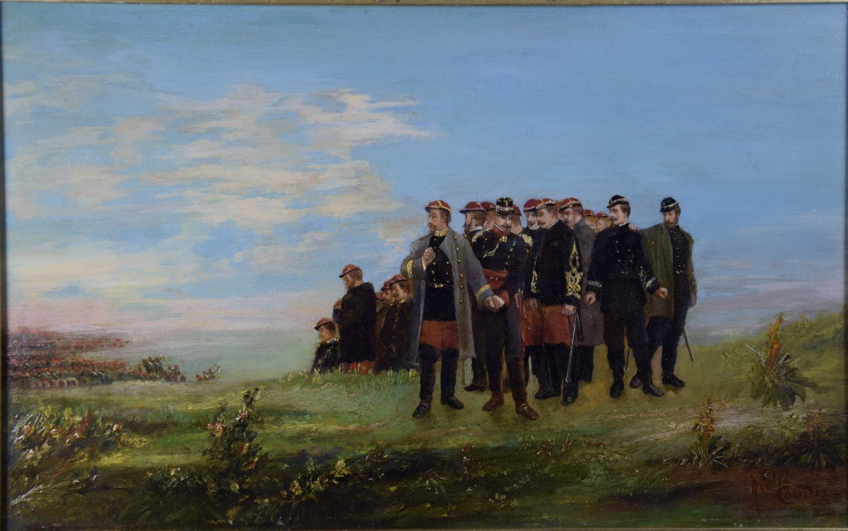 Jean Alexandre Couder ,les adieux du général Bazaine , Metz 1870, Huile sur panneau