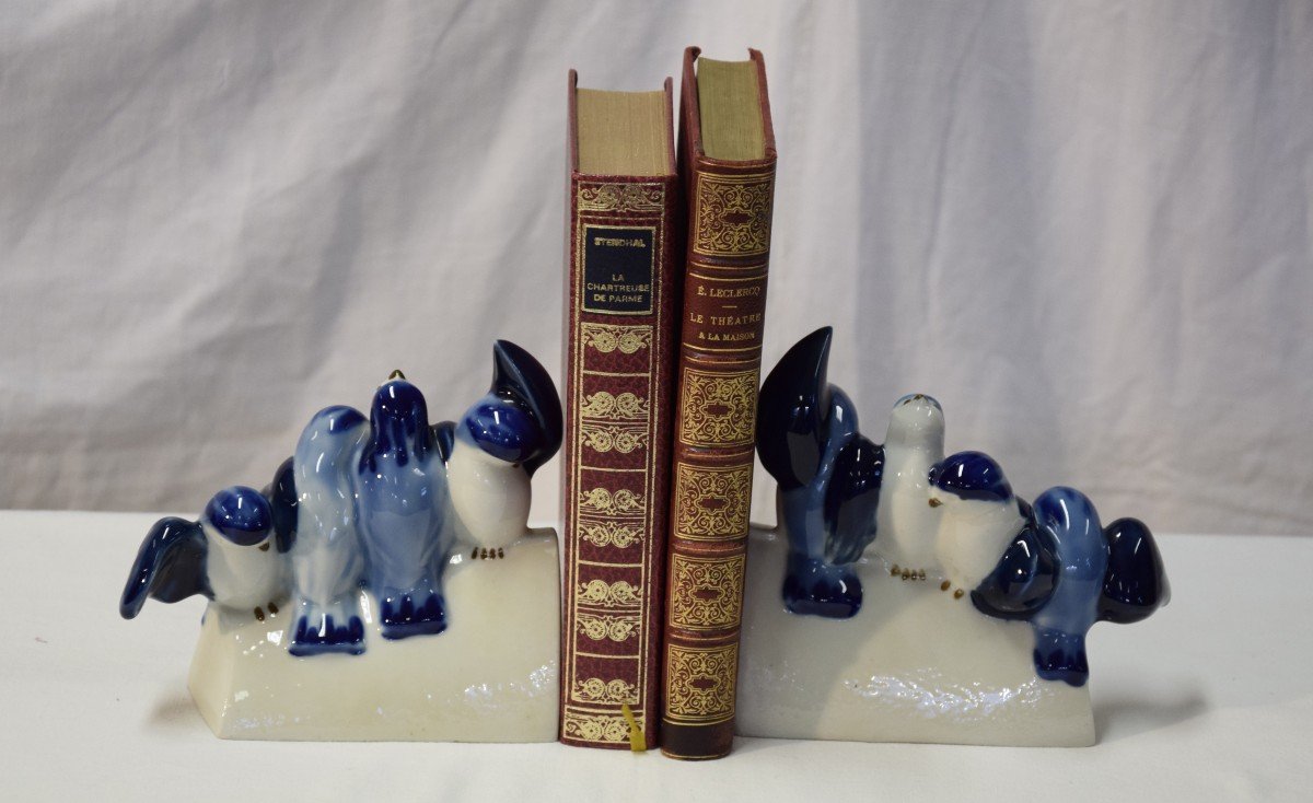 Camille  Tharaud  paire de serre-livres aux oiseaux ,porcelaine de Limoges ,Art Déco
