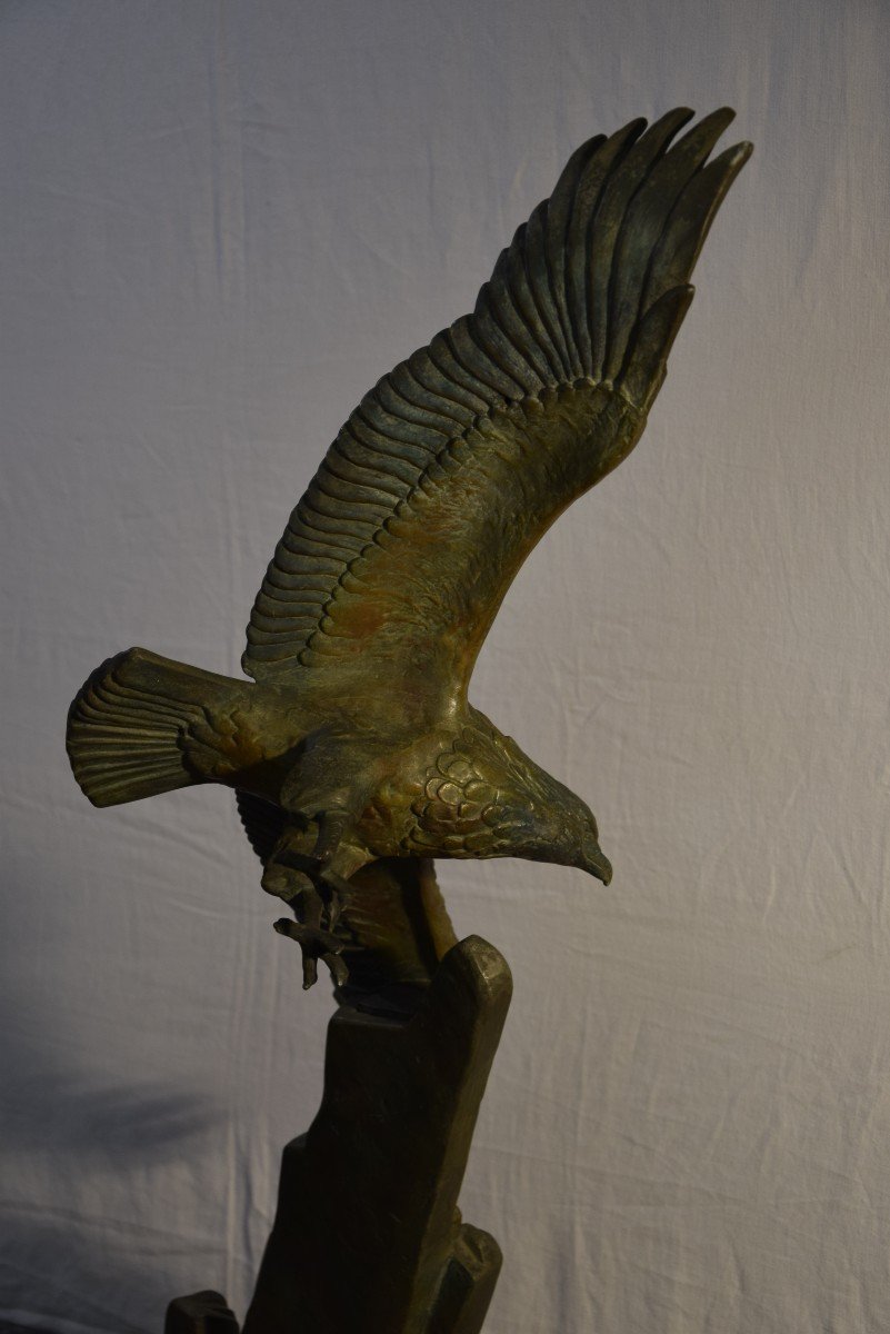 , Eagle In Flight, Metal Sculpture Attributed To Rulas, Around 1930-photo-4