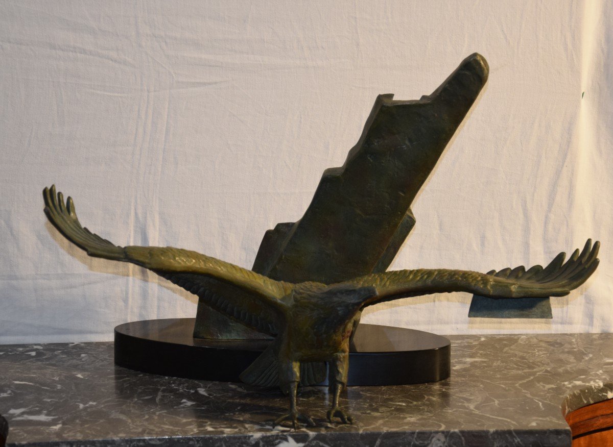 , Eagle In Flight, Metal Sculpture Attributed To Rulas, Around 1930-photo-6