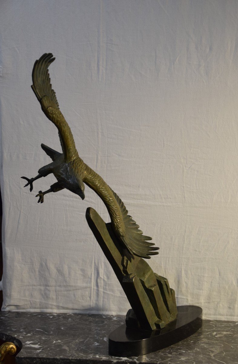 , Eagle In Flight, Metal Sculpture Attributed To Rulas, Around 1930