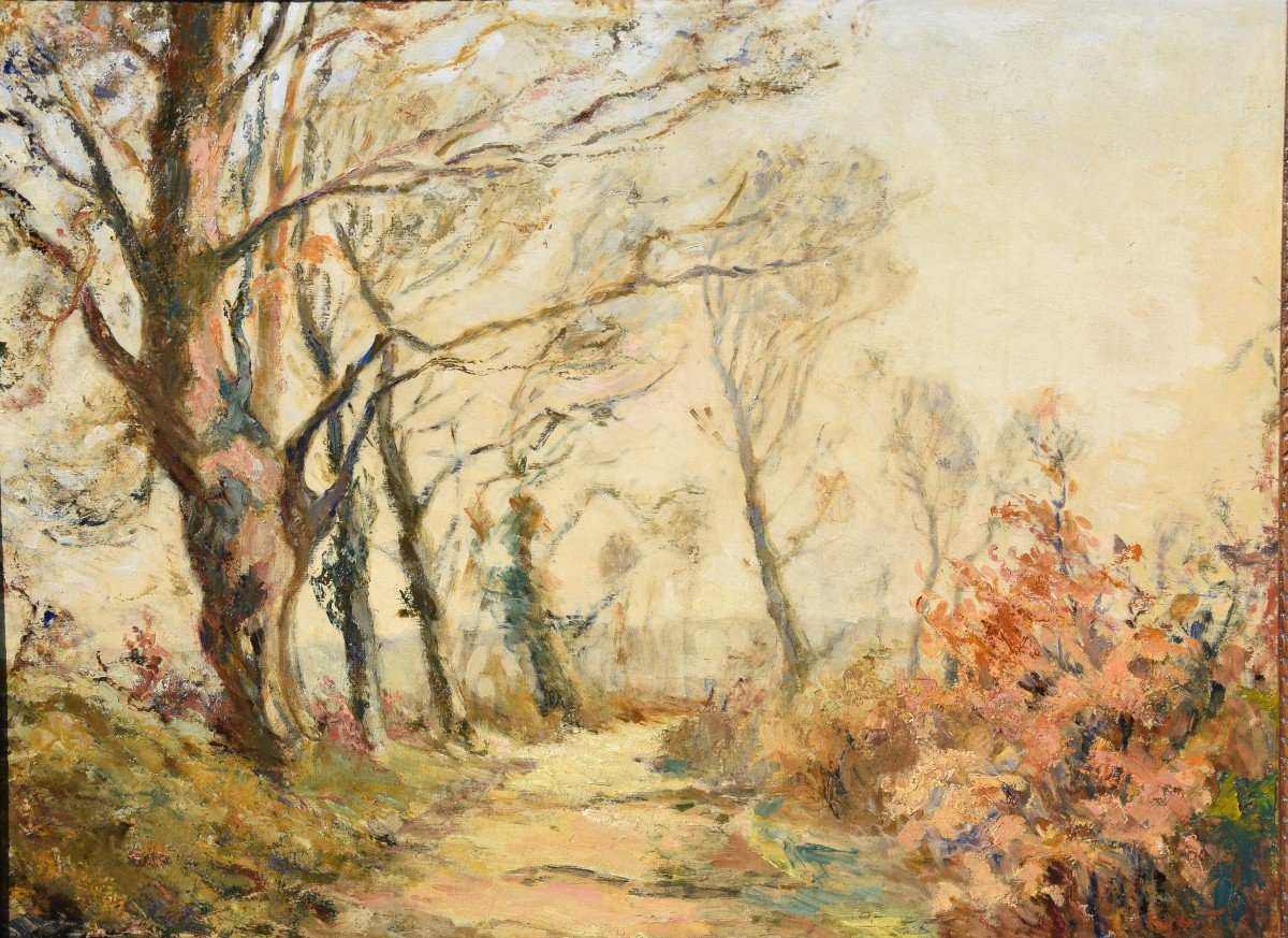 André  Prugent (1882-1965) Paysage automnal en Périgord, grande huile  sur carton-photo-2