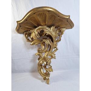 Small Wall Console In Gilded Wood, Louis XV Style.