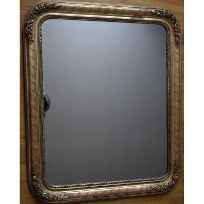 Small Louis Philippe Mirror In Golden Wood, H = 82,5cm