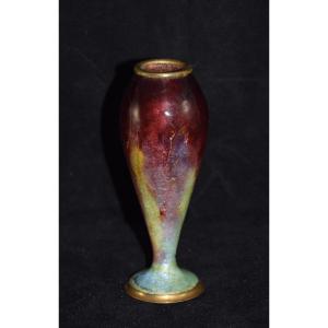 Jules Sarlandie (1874-1934), Enamelled Vase, Limoges Early 20th Century