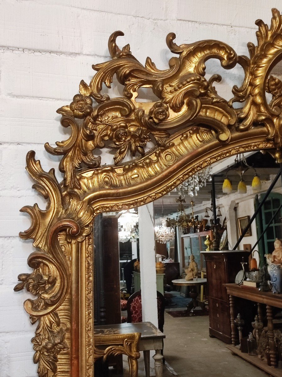 19th Century Mirror In Wood And Gilded Stucco -photo-3