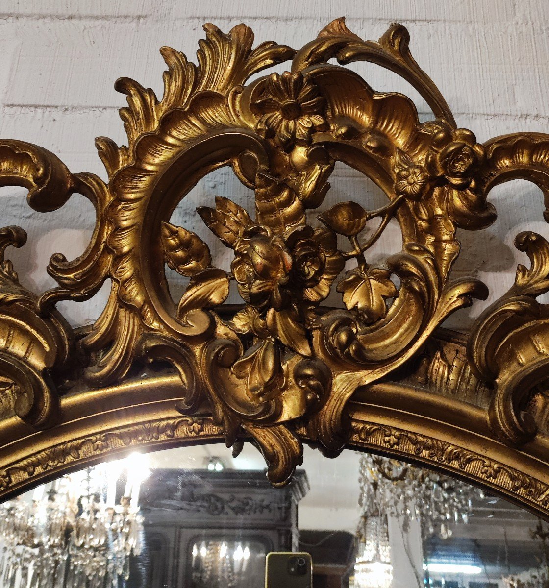 19th Century Mirror In Wood And Gilded Stucco -photo-4